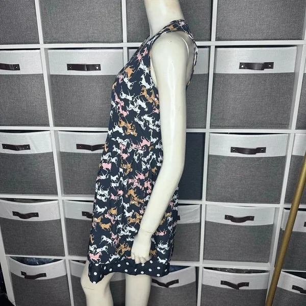 Anthropologie Porridge Petaluma Peep Hem Dress Navy Horse Print & Polka-Dot Hem - Image 11