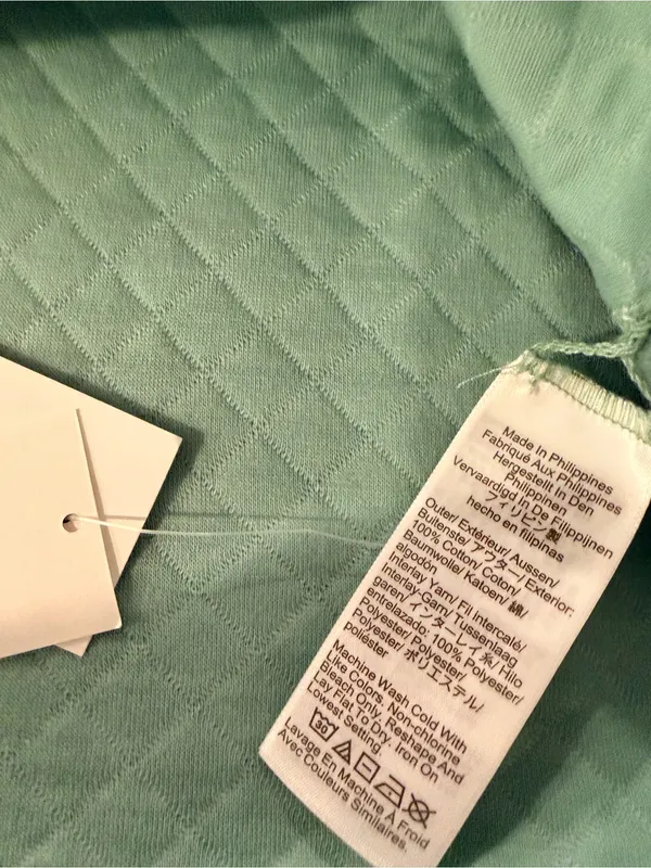 NWOT J. Crew Size M Mint Green Cream Reversible Quilted Striped Crew Sweatshirt - Image 8