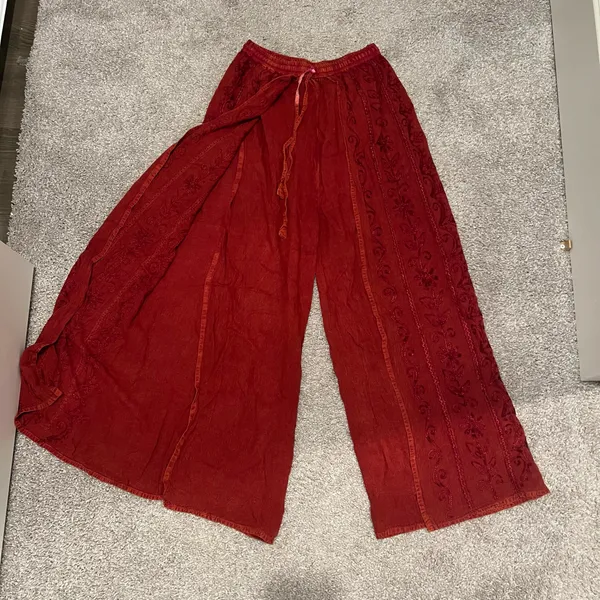 Boho open Leg beach pants Red - Image 2