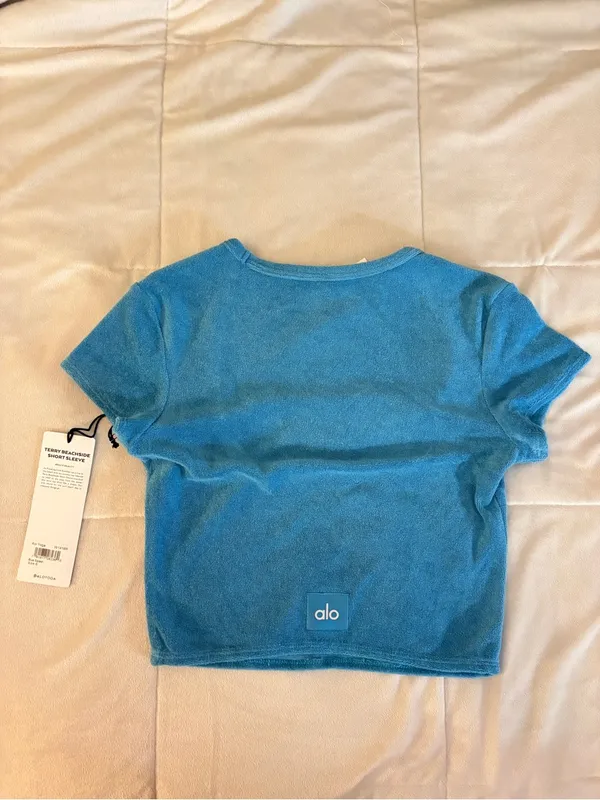 ALO Yoga Terry Beachside Crop Top Blue Splash - Image 5