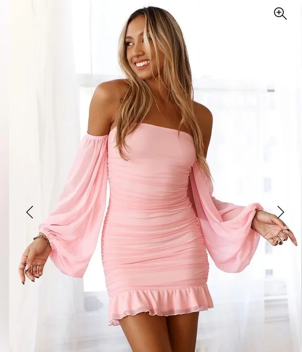 NWT Hello Molly Cultivate Love Off the Shoulder Mini Dress Pink - Image 3