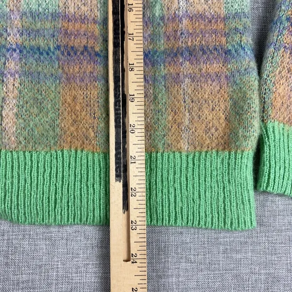 Baltic Born Sweater Womens L Green‎ Plaid Crew Neck Pullover Acrylic Nylon Knit - Image 5