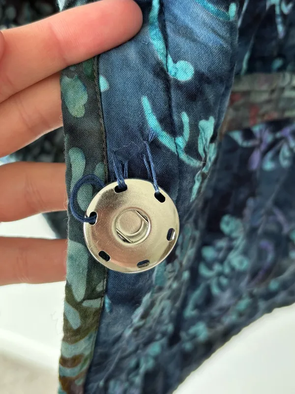 Blue Floral Quilted Reversible Button Front Jacket Vintage Inspired Grandmacore - Image 7