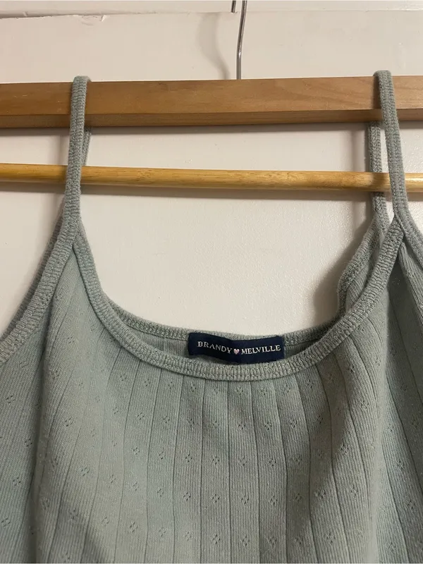 Brandy melville teal green eyelet skylar tank top - Image 7