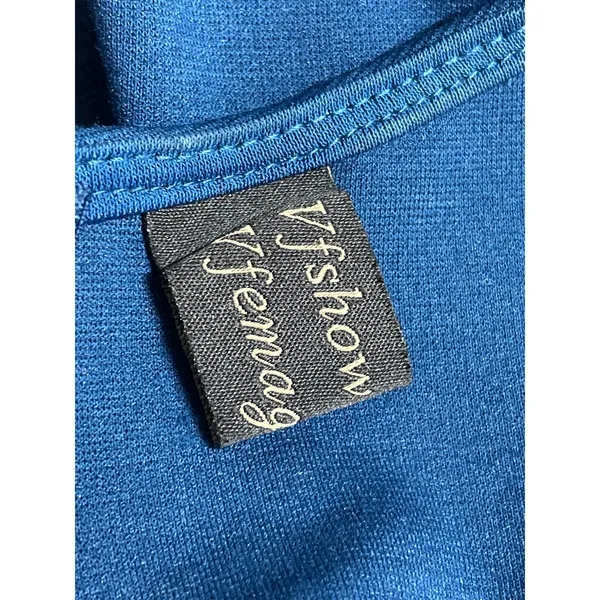 Vfshow Vfemage Blue Scoop Neck Quarter Sleeve Midi Pencil Bodycon Dress Size XS - Image 5