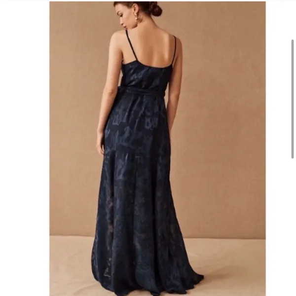 Anthropologie Hutch XS Navy Blue Alden Wrap Lace Floral Maxi Dress - Image 4