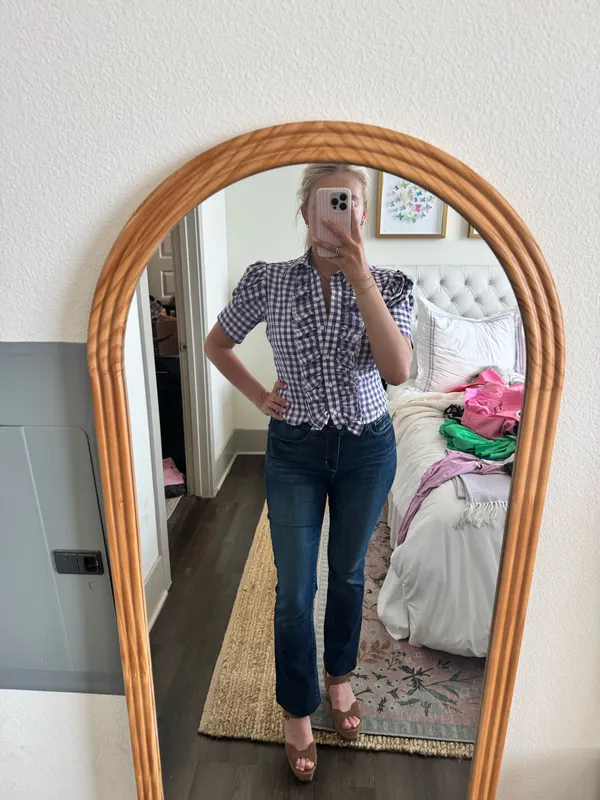 Double R by Ravi Ratan Purple gingham top - Image 7