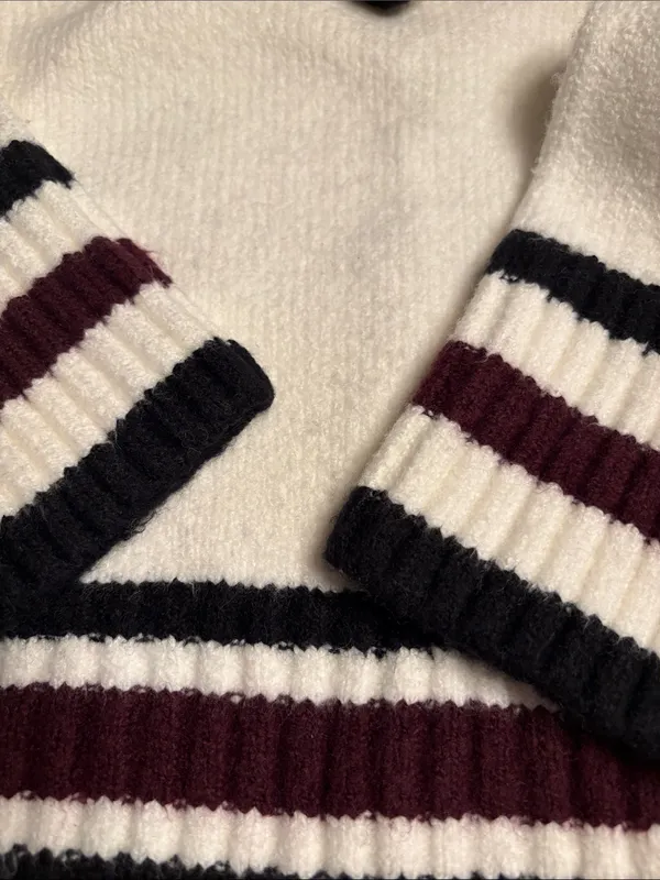 Madewell Ribbed-Trim Mockneck Sweater jet black stripe super soft Size XXS NWT - Image 8