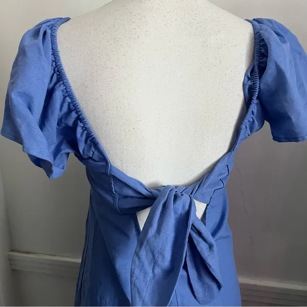 LA Relaxed • NWT Blue Tie Back Short Sleeve Dress - Image 3