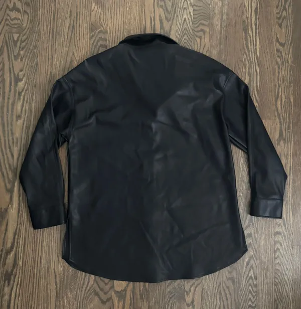 pleather faux leather oversized jacket shacket shirt Size Small - Image 9
