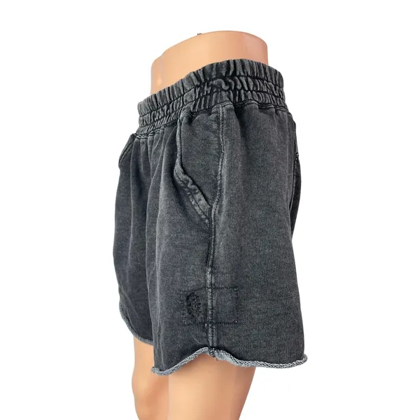 Free People Women's Black High Waisted Pull On A Line Denim Jean Shorts Size M - Image 4
