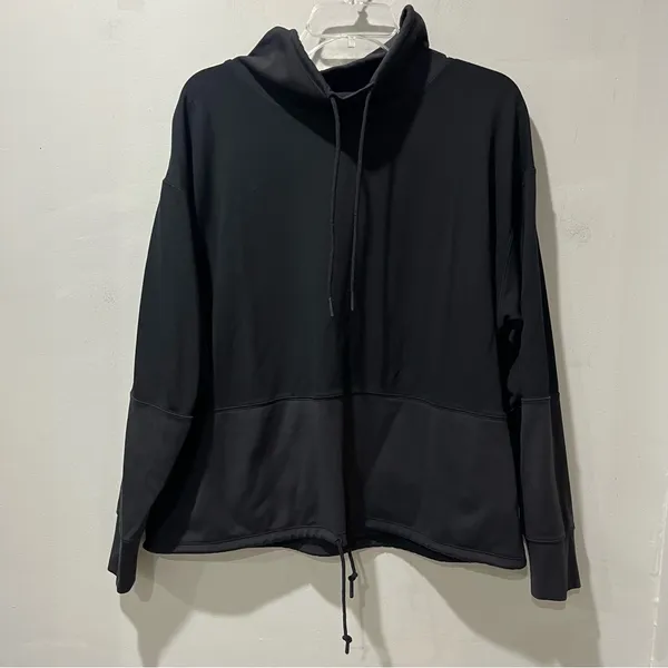 Athleta Hermosa Mock Neck Sweatshirt BLACK‎ SIZE Medium Great Shape - Image 5