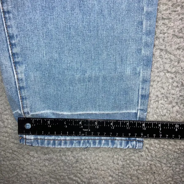 High Waist Straight Leg Jeans Women 25x28.5 Blue Retro Y2K Indie Released Hem - Image 8