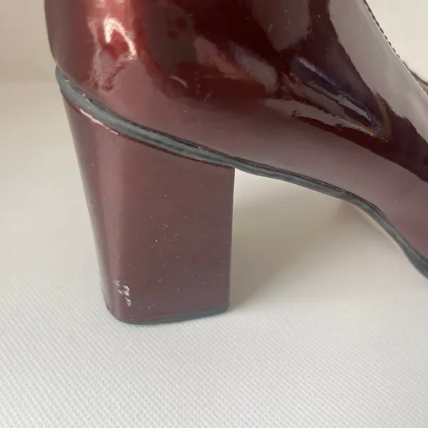 Vtg Precis 90s Patent Peep Toe Womens Shoes Sz 7.5 Chunky Heel Retro Y2K Square - Image 10