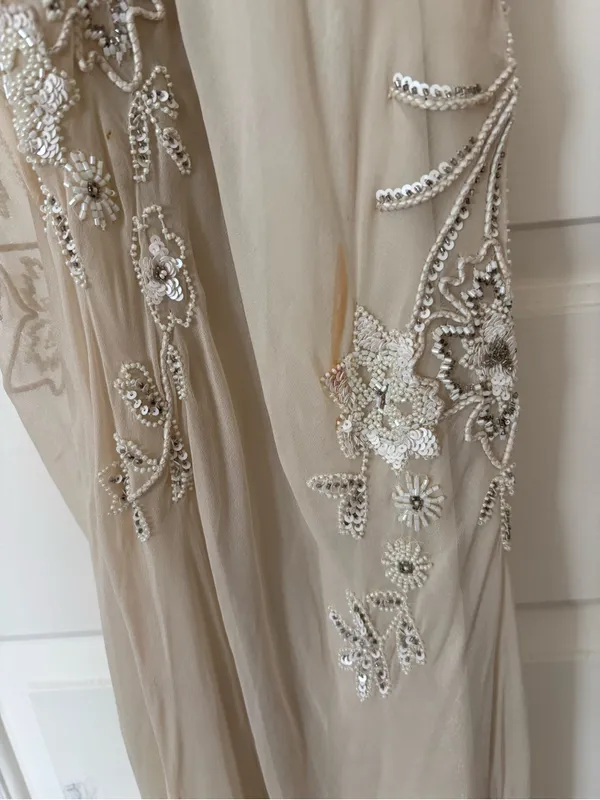 Scala Silk Beaded Cream Maxi Dress - Image 2