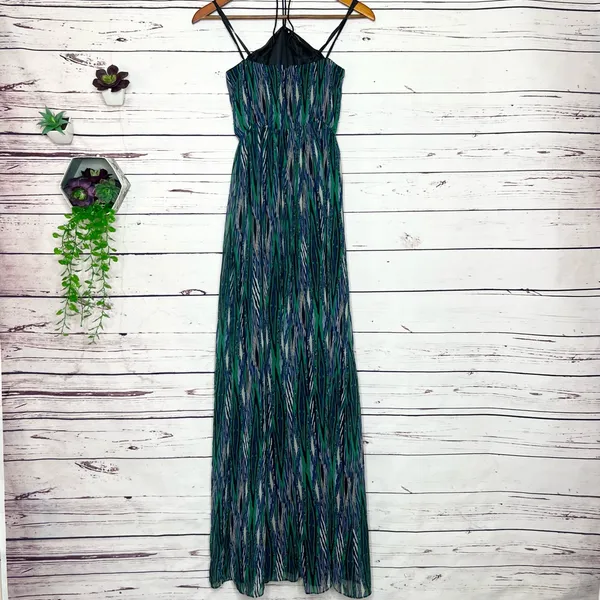 Gianni Bini Green & Blue Rhinestone Embellished Halter Top Maxi Dress Size 0 XS - Image 6