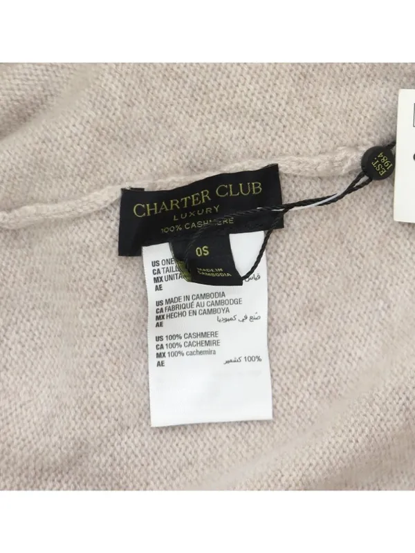 NWT Charter Club Womens 100% Cashmere Cuffed Beanie Pearl Taupe Heather Brown - Image 6