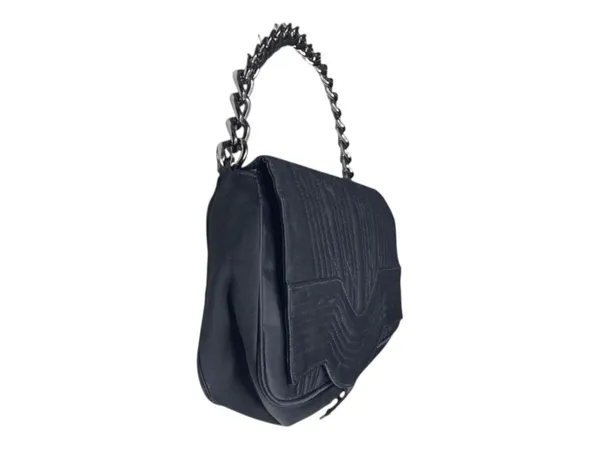 VanEli ❁ Sophisticated Metallic Gunmetal Chain Handle Bag Handbag ❁ Shiny Black - Image 5
