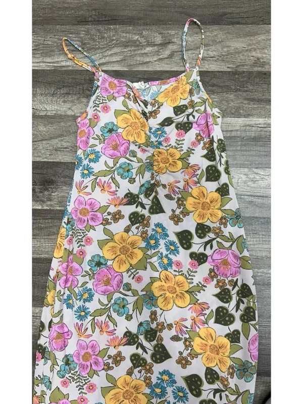 Vtg Floral Slip Dress XS Y2K Retro 70s Inspired Boho Festival Midi Hippie Garden - Image 16