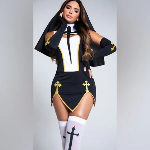 NEW Music Legs Bad Habit Naughty Nun Costume Size S/M - Image 10