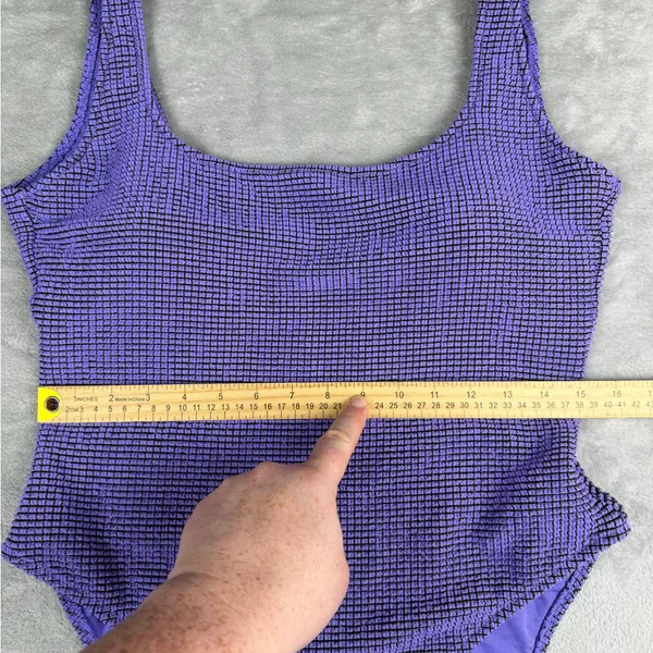 Aerie Lurex Crinkle Babewatch One Piece Swimsuit Purple Size XL - Image 7