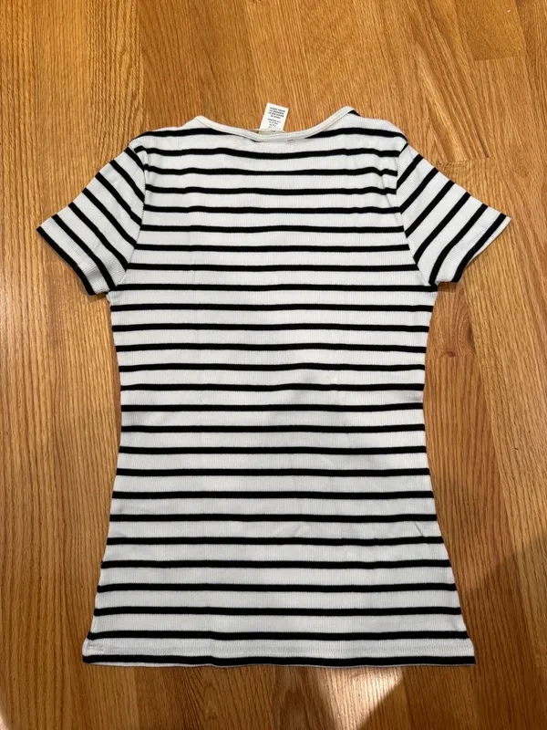 H&M Top Black White Striped - Image 2