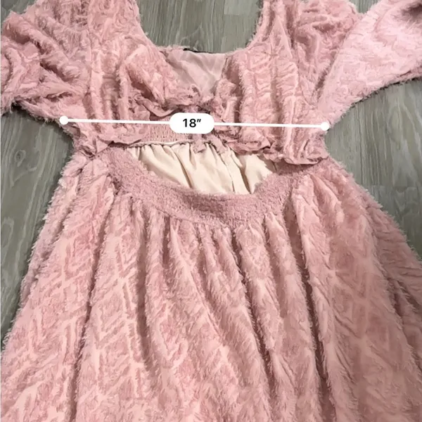 SHEIN Pink Feather Fringe Tie Open Front Long Sleeve Mini Dress Size 4XL‎ - Image 8