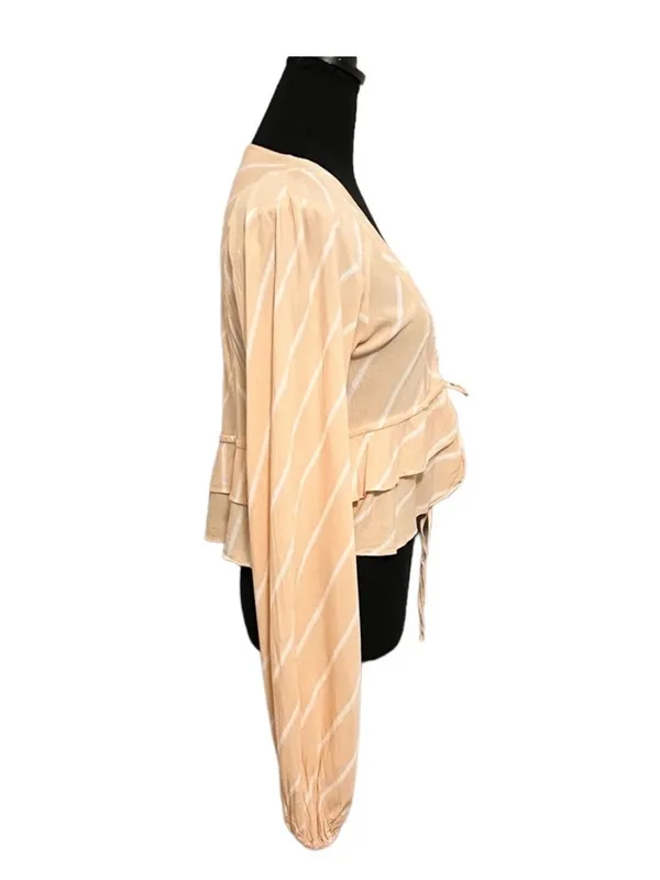 Free People Lightweight Ruffled Tierd Samifan Blouse in Peach - Image 6