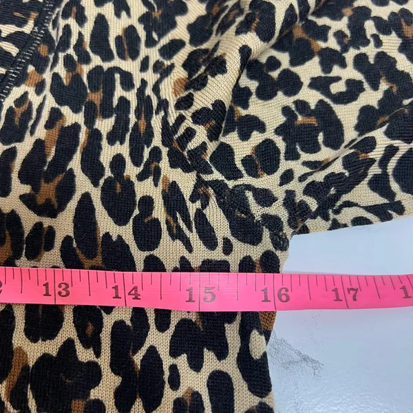 Tory Burch merino wool leopard print v-neck sweater Sz S‎ - Image 5