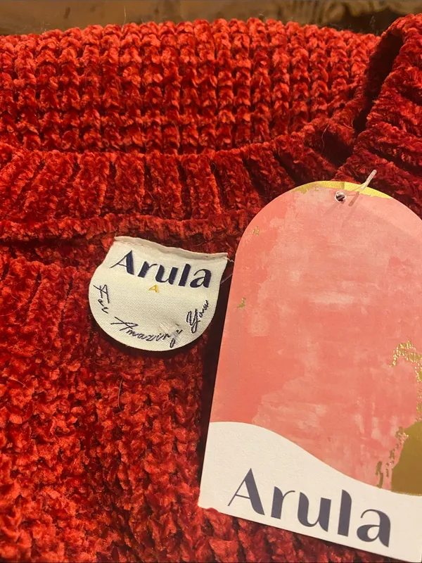 Arula Haisley Deep Red Chenille Waffle Sweater NWT 1X - Image 3
