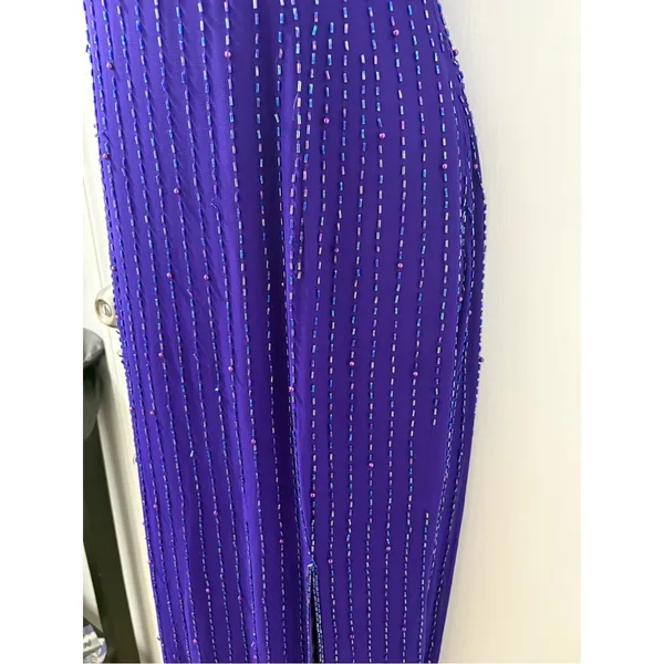 80s Alyce beaded silk maxi dress Purple Size M - Image 7
