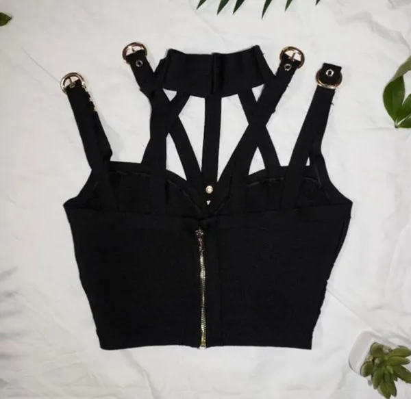 Bandage Buckle crop top Gold - Image 2