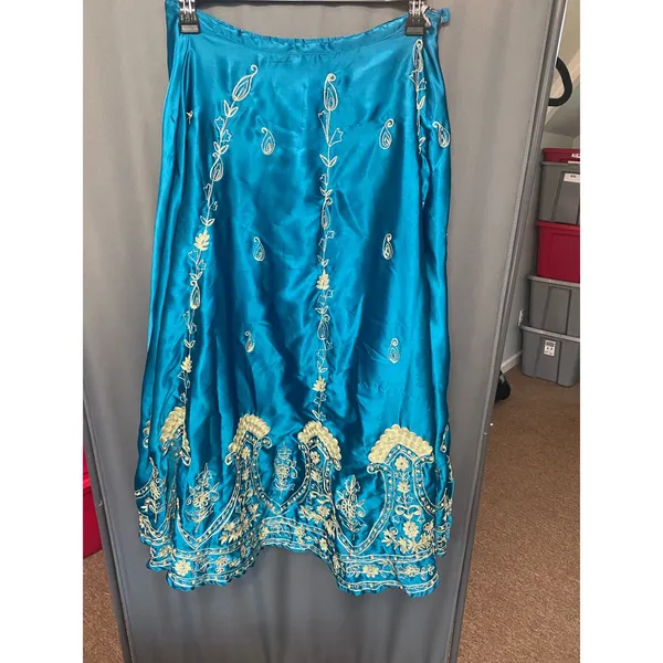 Soft Surroundings peacock teal Indian embroidered vintage medium (b57) - Image 3