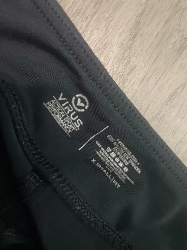 Virus Black Activewear Tights with Silver Logo Size XS - Image 2