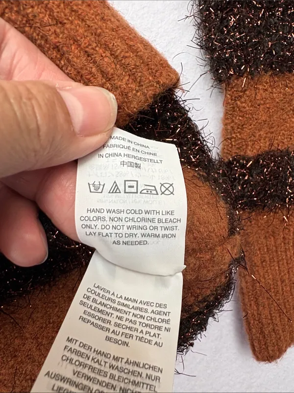 Madewell Women's xs extra small Crewneck Sweater in Brown holiday wool festive - Image 7