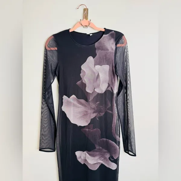 NWT & Other Stories Floral Maxi Dress Side Slit Pink Blue Size 4 - Image 5