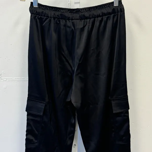 WAYF Harbour Cargo Jogger Pants‎ Black Satin Small High Waist Lightweight - Image 7