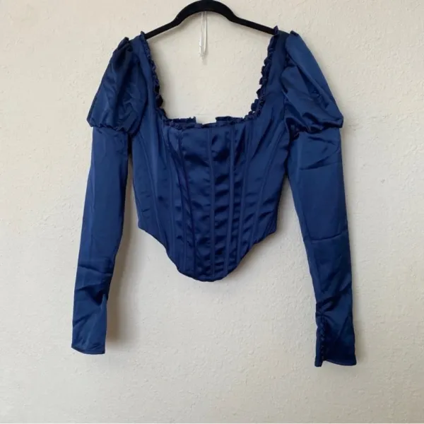 HOUSE OF CB 'Dana'‎ Navy Puff Sleeve Corset NWOT - Image 3