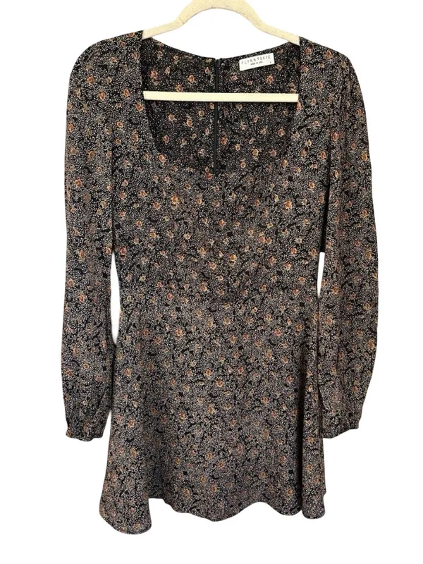 Flynn Skye Brown Floral Mini Dress Square Neck Long Sleeve Boho Whimsigoth NWT S - Image 7