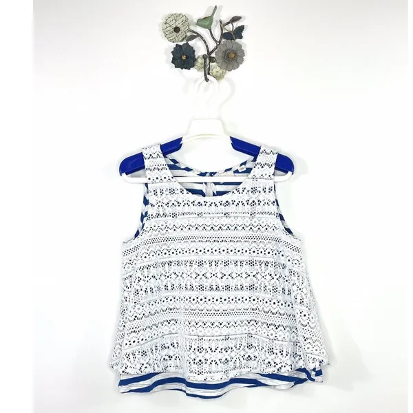 Postmark Anthropologie Tank Top Size Small Swing Trapeze Cropped Lace Layered - Image 3