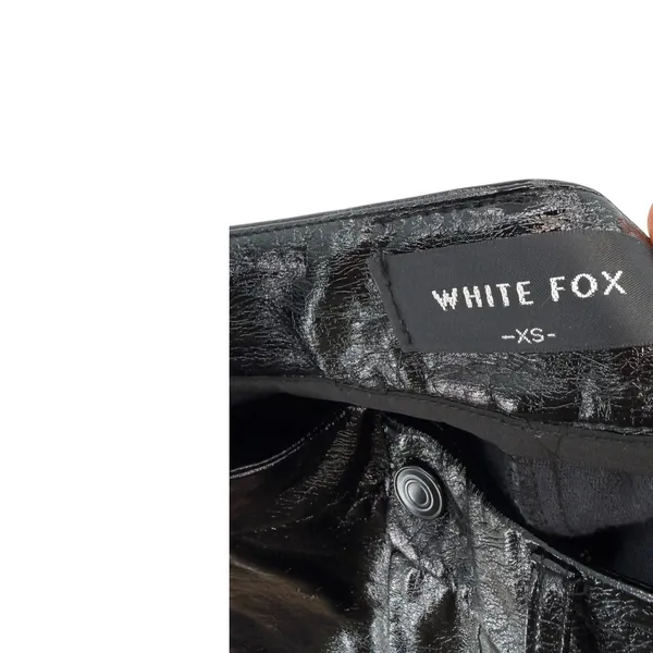White Fox Crinkle Patent Straight Leg Pants High Rise Black Size XS‎ - Image 8