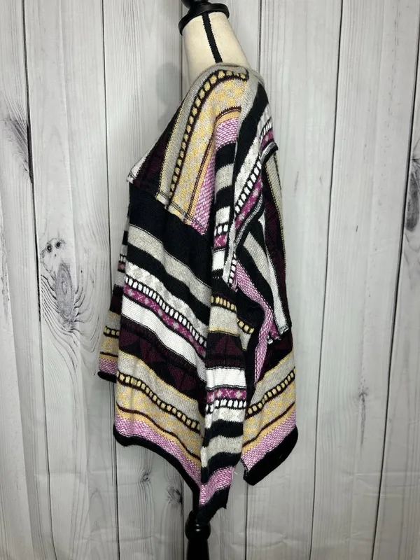 Easel Mix Print Striped Wool Blend Slouchy Sweater Crew Neck Boho Sz M - Image 5