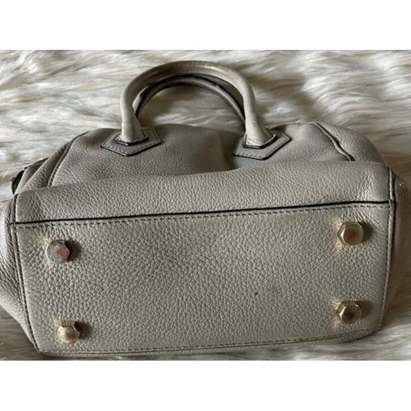 Rebecca‎ Minkoff Gray Pebbled Genuine Leather Satchel Handbag Silver Hardware - Image 9