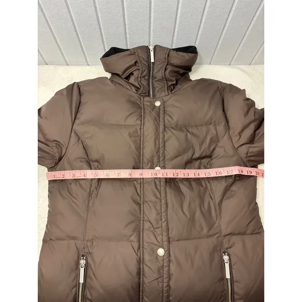 Michael Kors Womens‎ Brown Quilted Puffer Jacket Funnel Neck Winter Coat Medium - Image 6