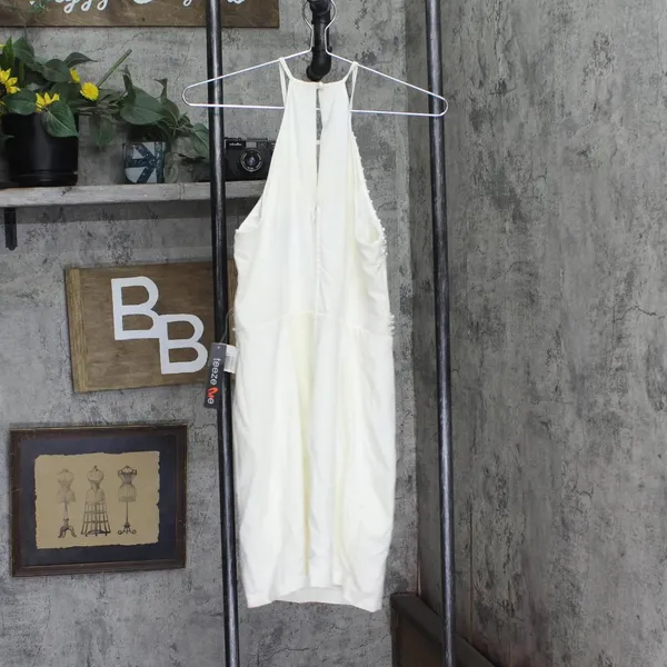 Teeze Me Juniors Embellished Illusion Sheath Dress H161252 Cream Off White 7/8 - Image 2