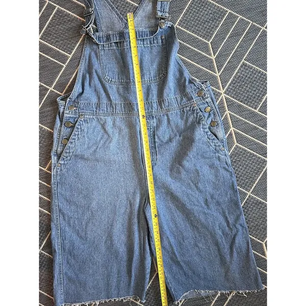 Vintage 90's Crazy Horse Liz Claiborne Women's Denim Overalls Crop Raw Hem Blue - Image 8