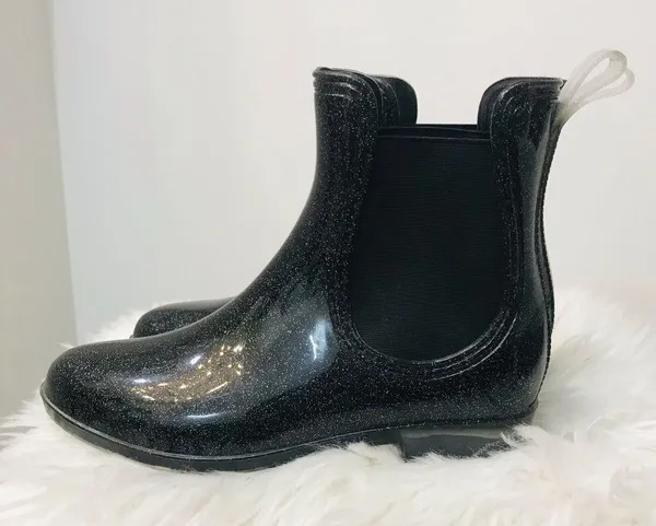 INC Women’s Raelynn Rain Black Glitter rain Boots sz 6 - Image 3
