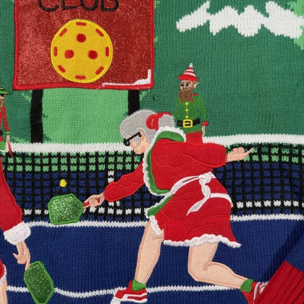 Blizzard Bay Ugly Christmas Sweater Adult LG Santa Mrs Claus Pickleball Holiday - Image 7