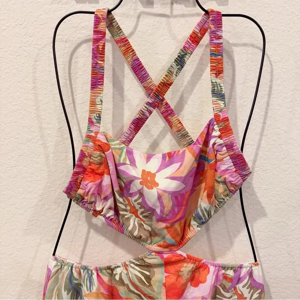 ASTR Marise Wide Leg Jumpsuit in Orange Purple Multi Size Small NWT - Image 4