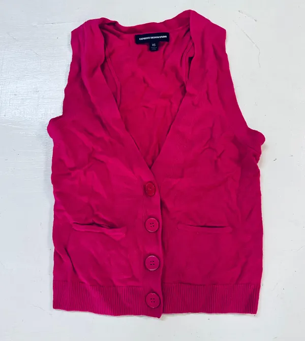 Express Design Studio Wool Blend Pink Cardigan Vest Womens Size Xs - Image 2